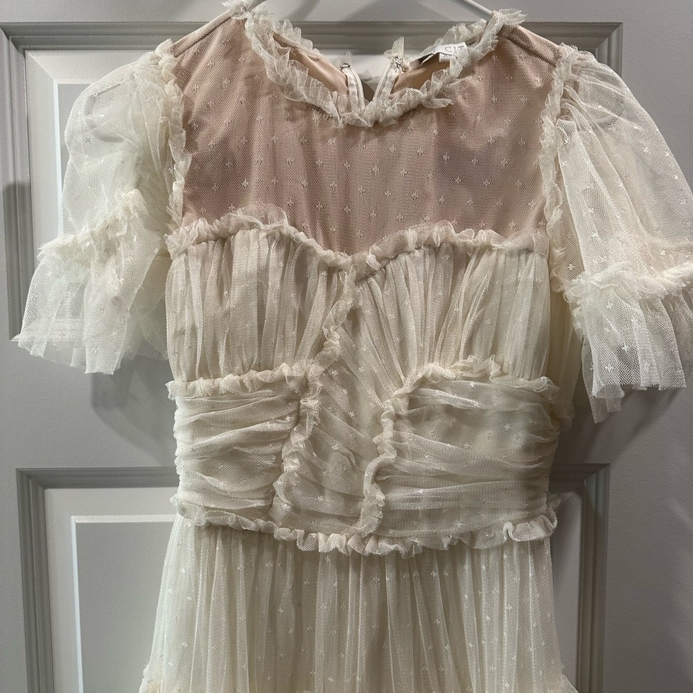 Sheer Cream Ruffled Dress